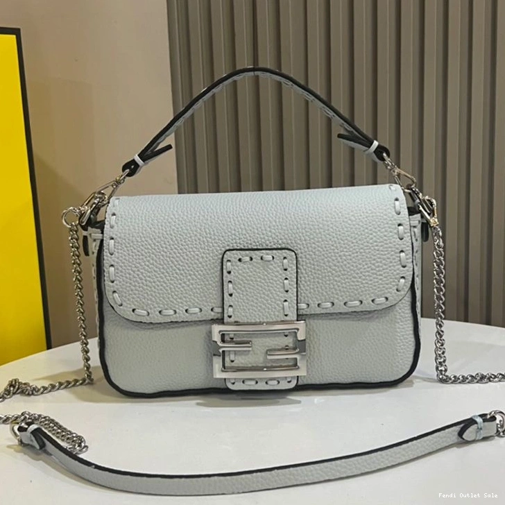 Cheap Fendi Sky Mini Blue Romano In Baguette Leather Bag Selleria Cuoio 0819